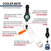 Boomerang Cooler Mate Industrial Grade Outdoor Gear Tether with a Professional Bottle Opener and Towel Clip