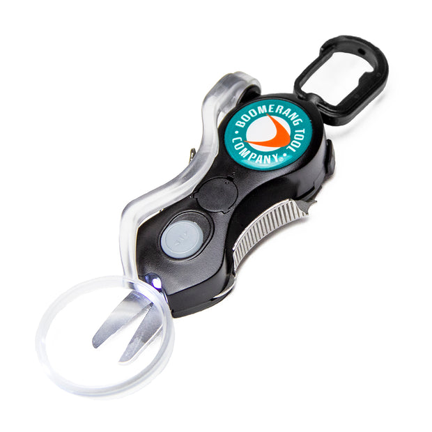 Boomerang Tool Company Long SNIP Cheaters Fishing Line Cutter with Fly Trimming Magnifying Glass, Cuts 50 lb. Braided Fishing Line